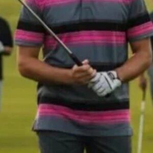 Adidas Legends Golf Polo Pink Stripe Puremotion – Size L